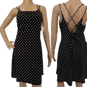 NWT spaghetti strap polka dot dress by DBY.